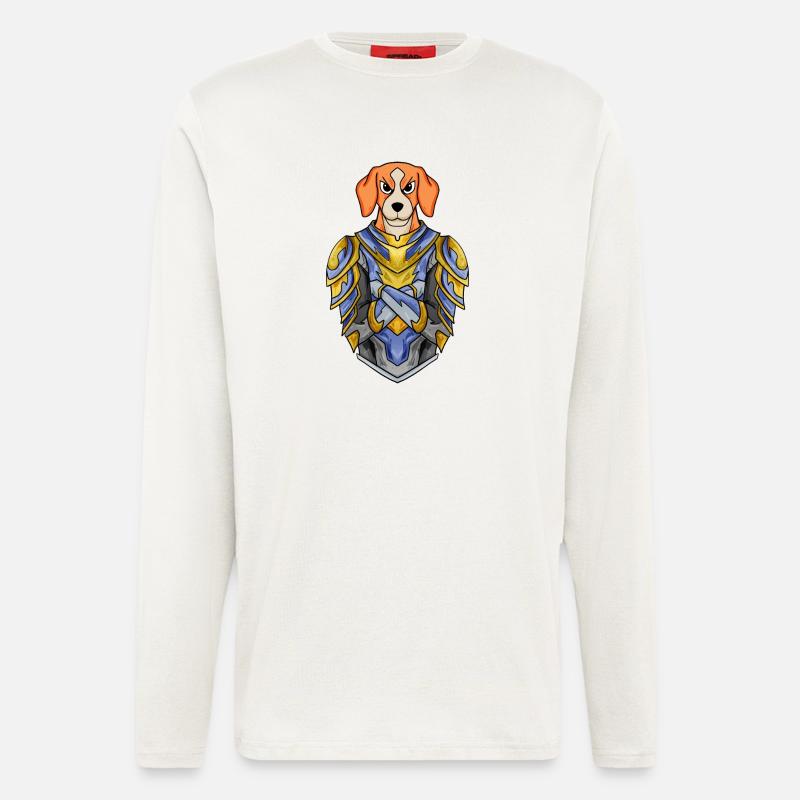 Ritter Hund Hunderasse Beagle mit Rüstung - Langarmshirt - made by SPREAD  - OFF WHITE