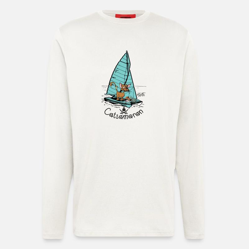 Katzamaran Katzen Boot - Langarmshirt - made by SPREAD  - OFF WHITE
