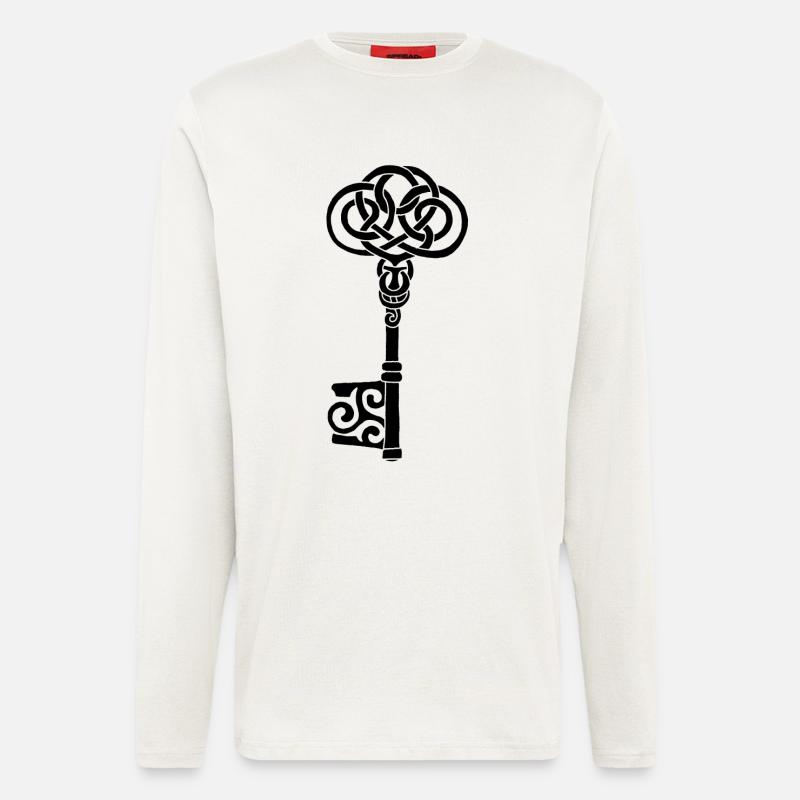 Schwarzer keltischer Schlüssel - Langarmshirt - made by SPREAD  - OFF WHITE