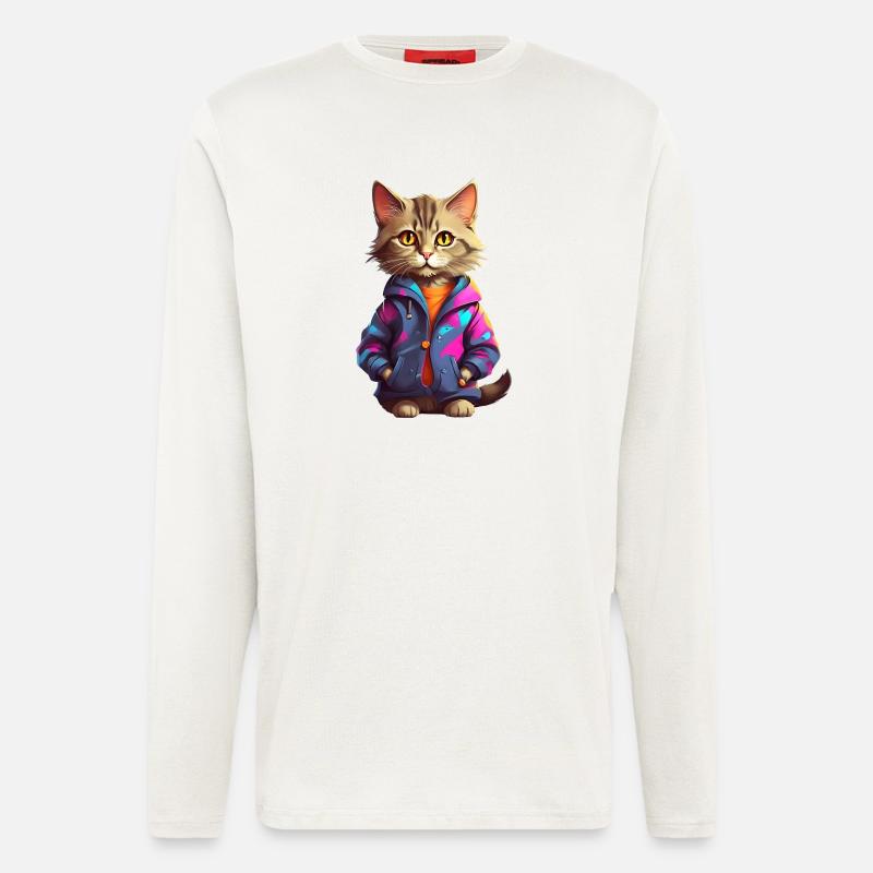 Stilvolle Stadtkatze - Langarmshirt - made by SPREAD  - OFF WHITE