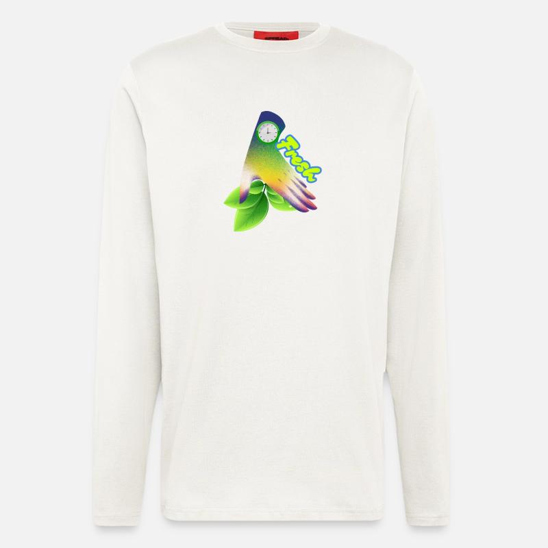 Design der frischen Gradient-Blattuhr - Langarmshirt - made by SPREAD  - OFF WHITE