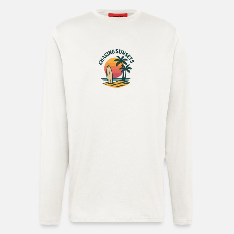 Chasing Sunsets – Surf & Beach Vibes - Langarmshirt - made by SPREAD  - OFF WHITE