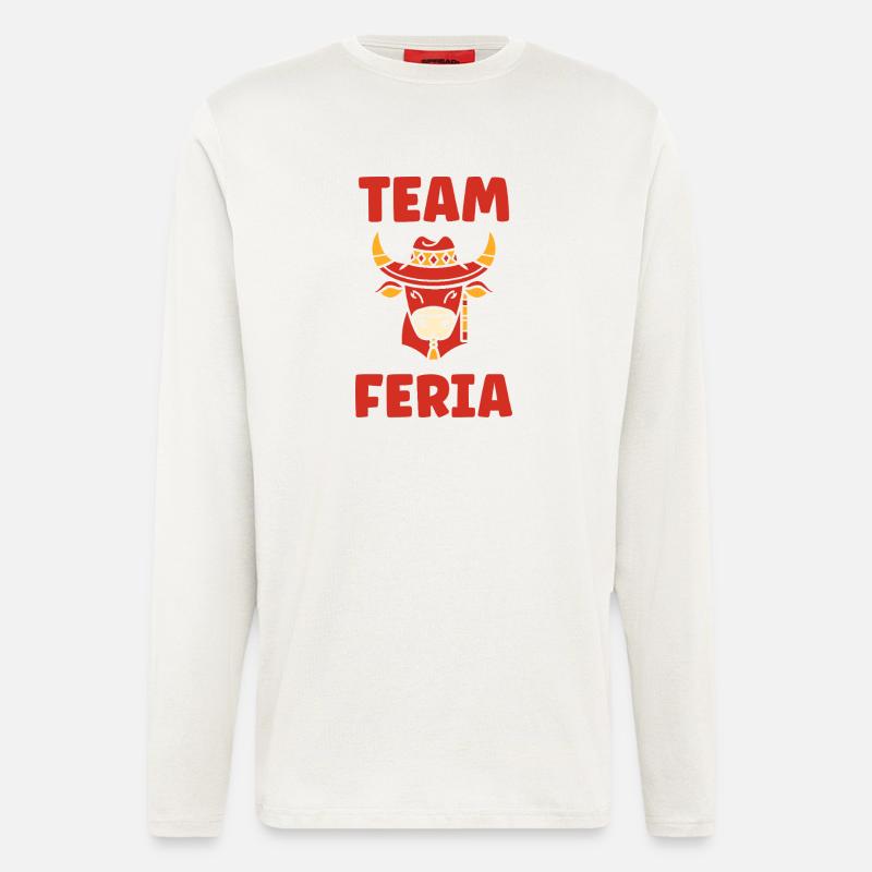 Büffelkopf mit mexikanischem Feria-Hut - Langarmshirt - made by SPREAD - OFF WHITE