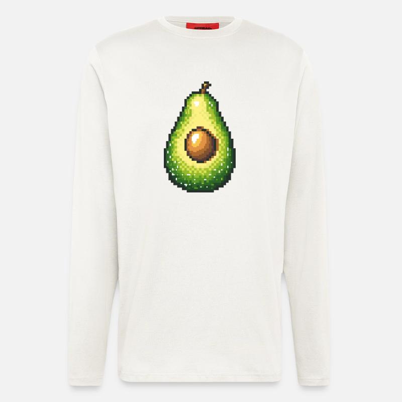 Pixel Avocado Retro Fruit Image - Longsleeve - made by SPREAD  - OFF WHITE