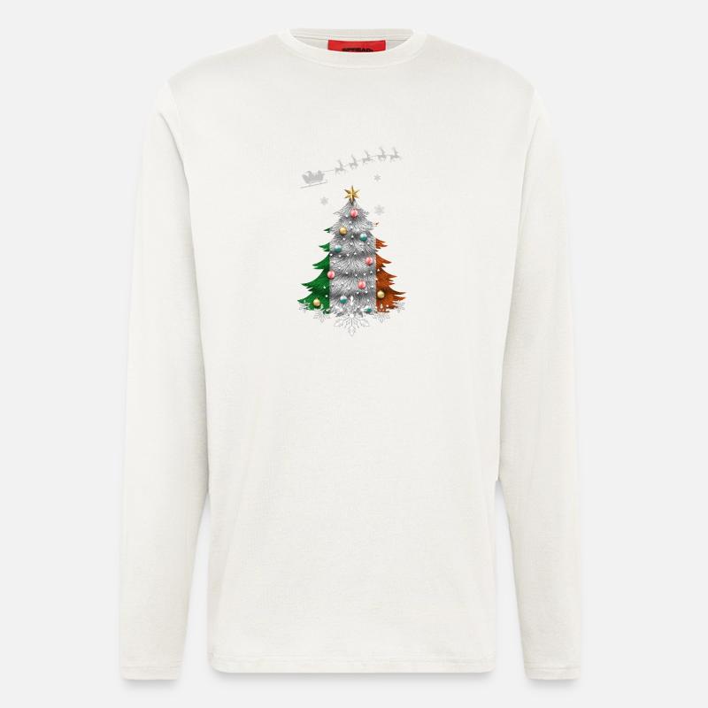Weihnachtsbaum mit Irland-Flagge - Langarmshirt - made by SPREAD  - OFF WHITE