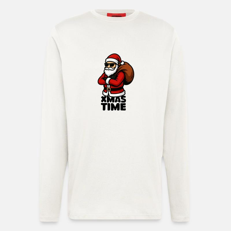 Cooler Santa mit Geschenksack - Langarmshirt - made by SPREAD  - OFF WHITE