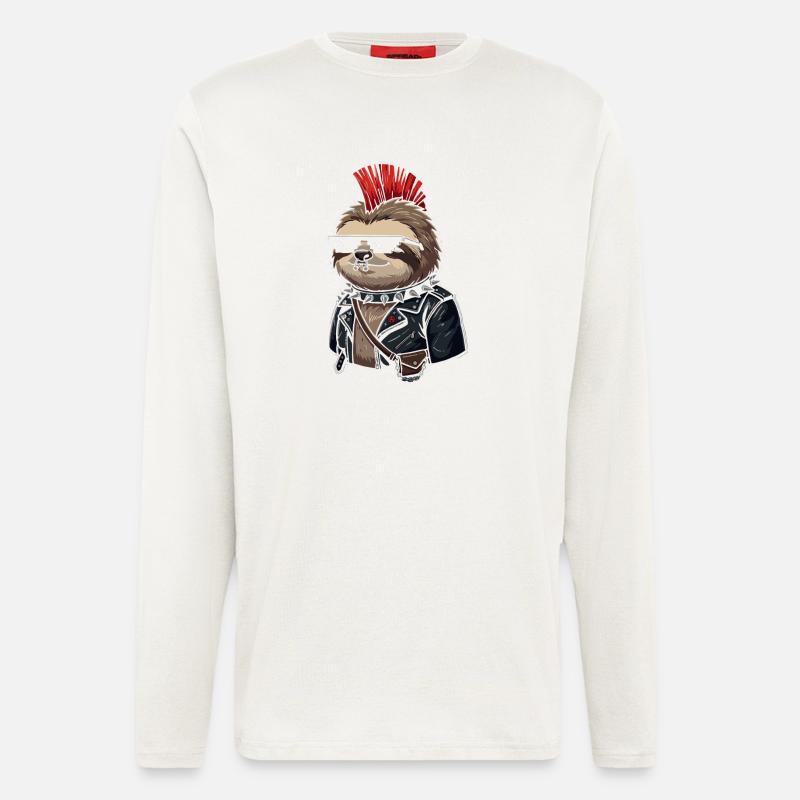 Punk-Sloth im Lederlook - Langarmshirt - made by SPREAD - OFF WHITE