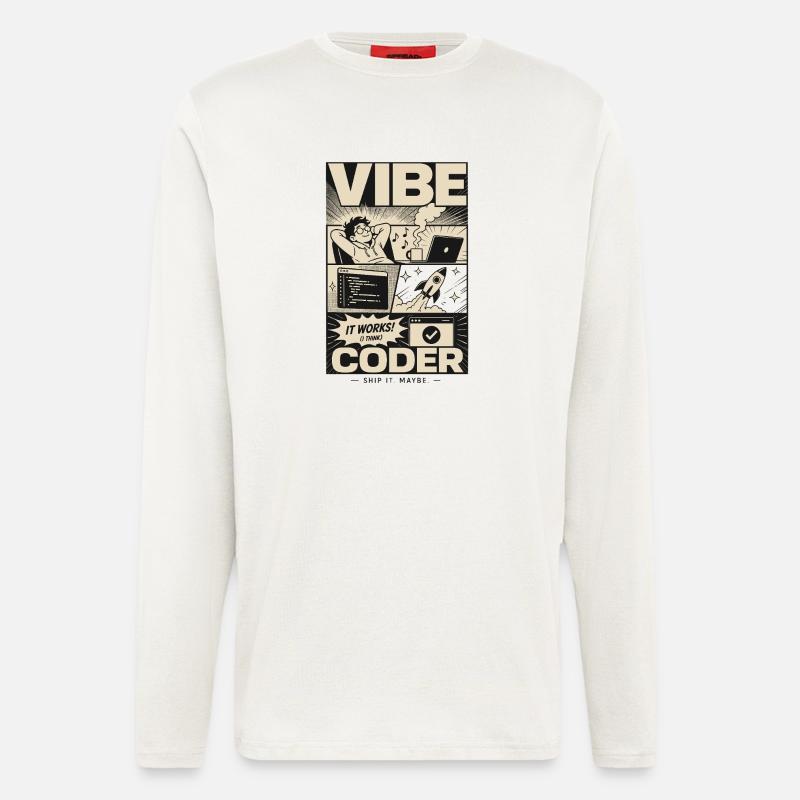 Vibe Coder Programmer Humor - Longsleeve - made by SPREAD  - OFF WHITE