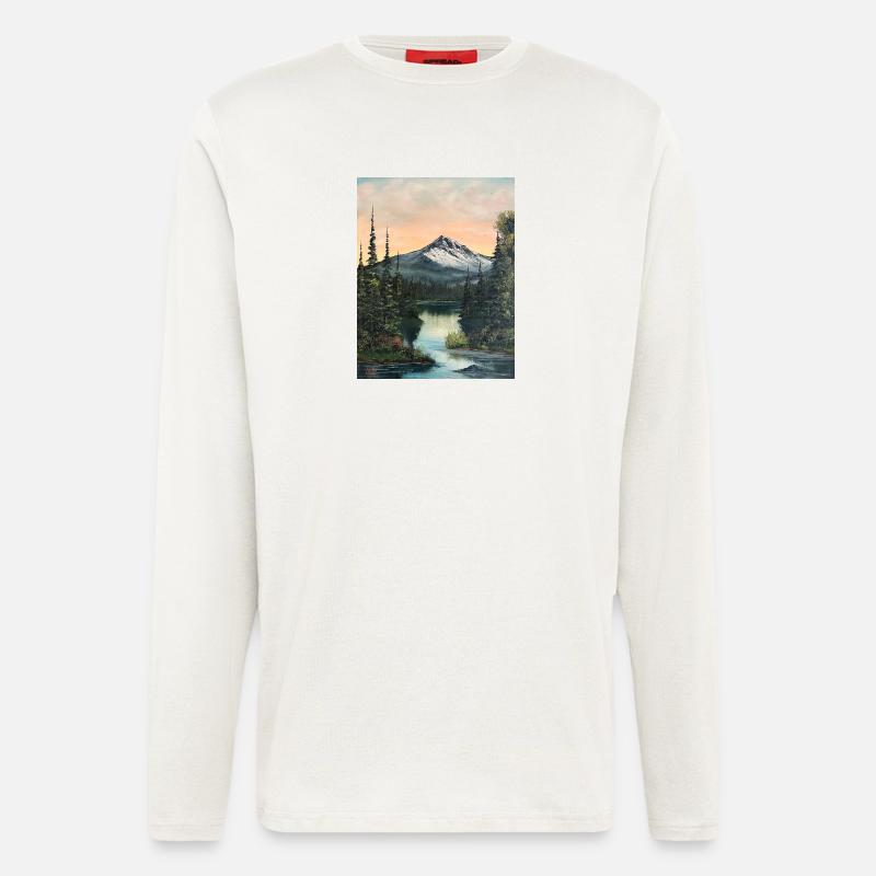 Bergsee im Abendlicht - Langarmshirt - made by SPREAD  - OFF WHITE
