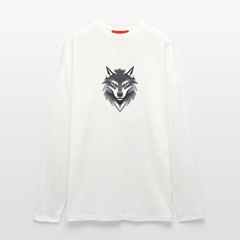 Conception de logo Wolf I Low Poly Art Manches longues bio décontracté fabriqué en UE