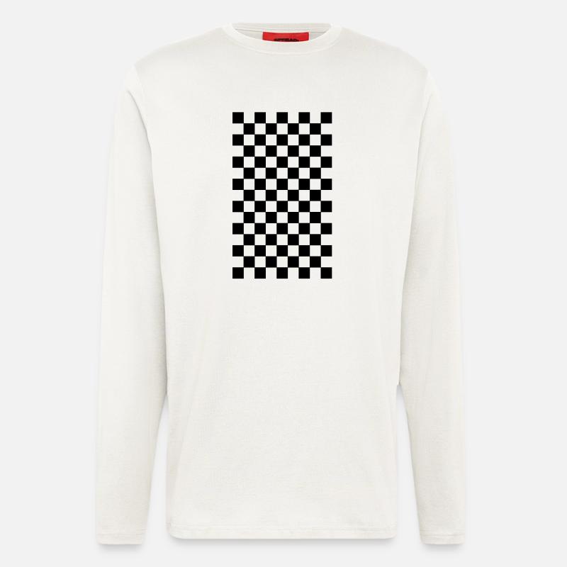 pattern chequered black white - Longsleeve - made by SPREAD  - OFF WHITE