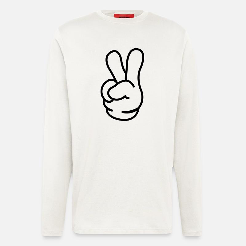 peace_comic_hand_01 - Manches longues bio décontracté fabriqué en UE - OFF WHITE