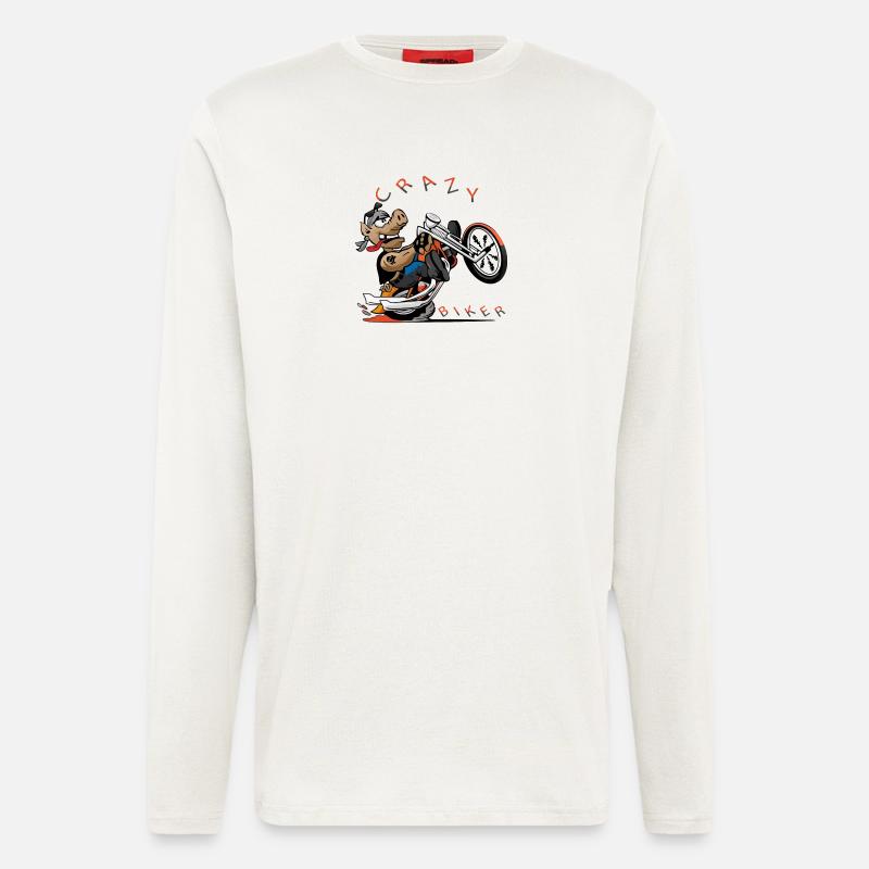 Wilder Hund Biker Cartoon - Langarmshirt - made by SPREAD  - OFF WHITE