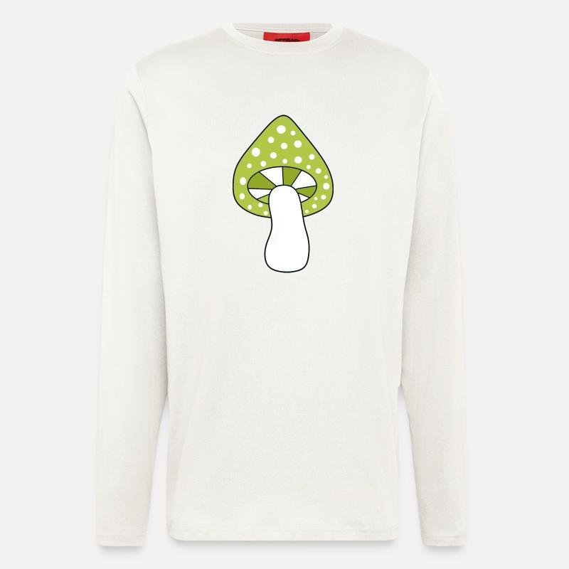 Mushroom green fly agaric pattern customizable - Longsleeve - made by SPREAD  - OFF WHITE