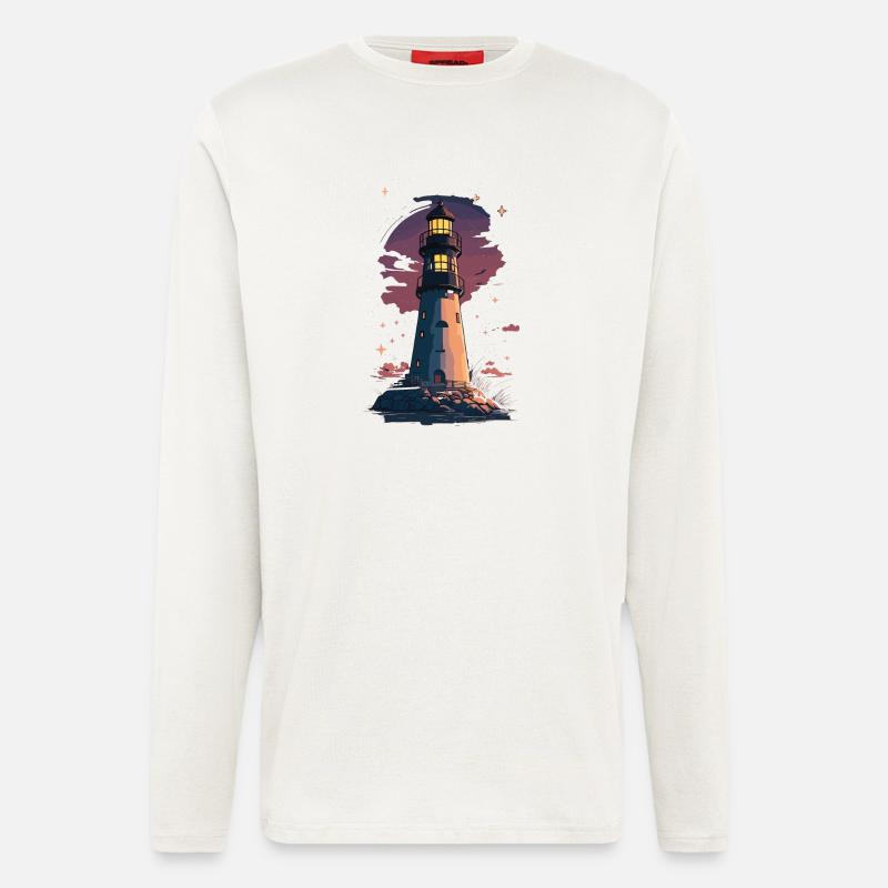 Sternennachtsleuchtturm am Meer - Langarmshirt - made by SPREAD  - OFF WHITE