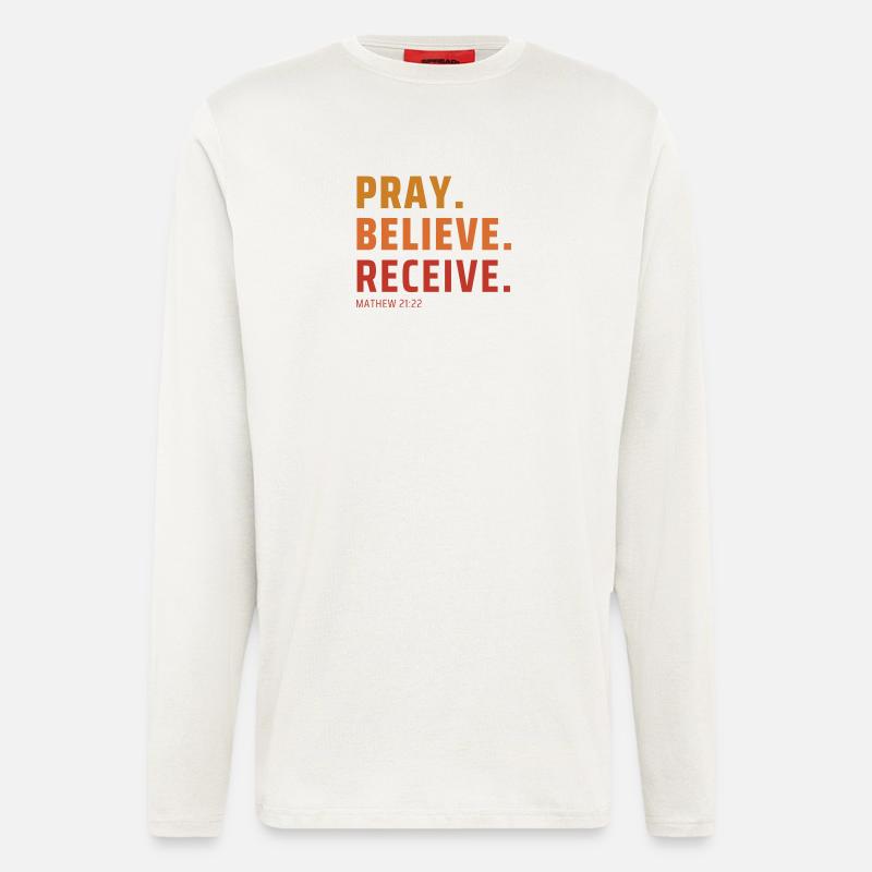 Pray Believe, Receive Gradient - Langarmshirt - made by SPREAD - OFF WHITE