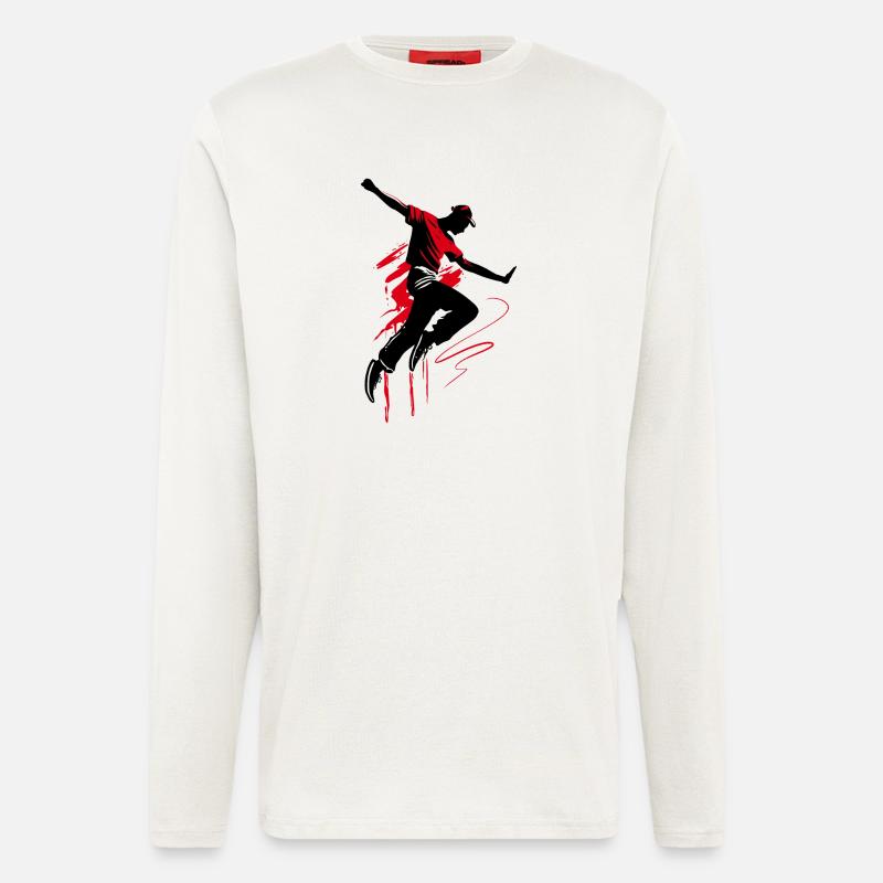 Breakdancer Dancer Silhouette in Red Black - Longsleeve - made by SPREAD  - OFF WHITE