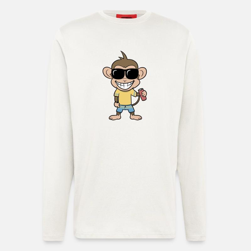 Urlaubs-Affe mit Drink - Langarmshirt - made by SPREAD  - OFF WHITE