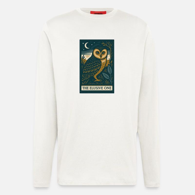 Mystische Eule unter Nachthimmel - Langarmshirt - made by SPREAD  - OFF WHITE