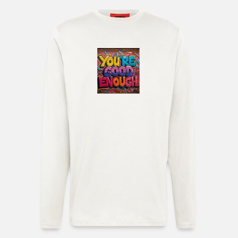 Inspirierende Graffiti-Textkunst - Langarmshirt - made by SPREAD  - OFF WHITE