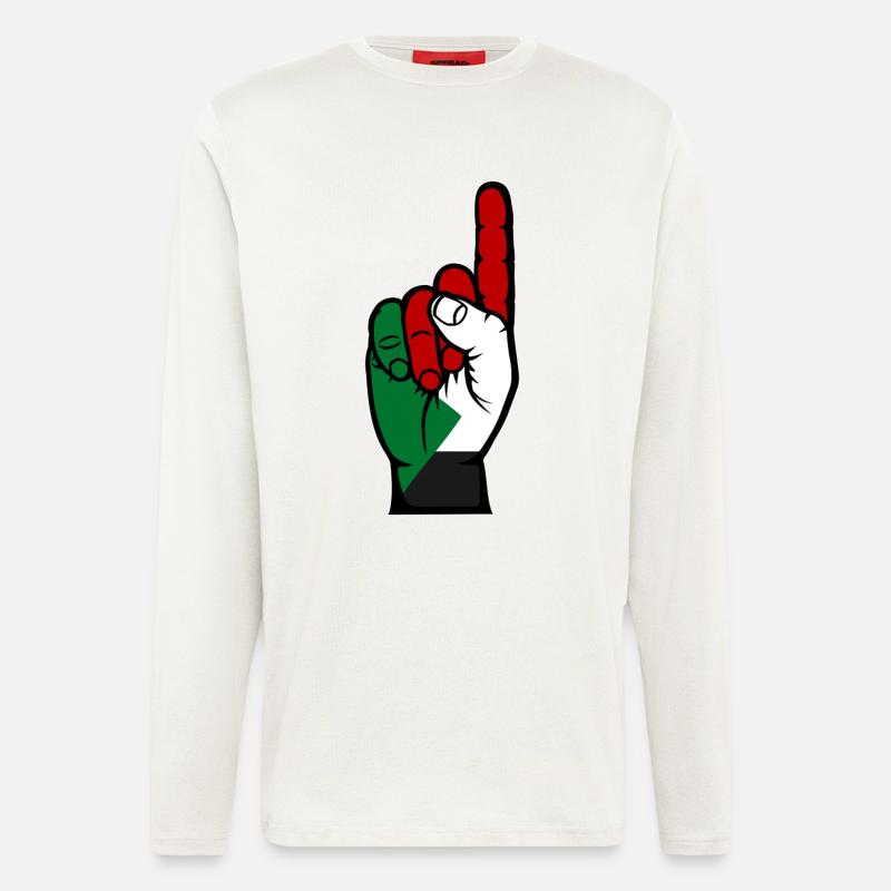 Sudan Flagge Nummer 1 - Langarmshirt - made by SPREAD - OFF WHITE