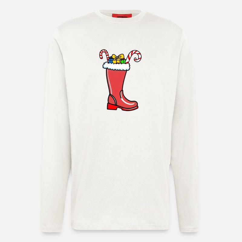 Weihnachtsstrumpf mit Geschenken - Langarmshirt - made by SPREAD  - OFF WHITE
