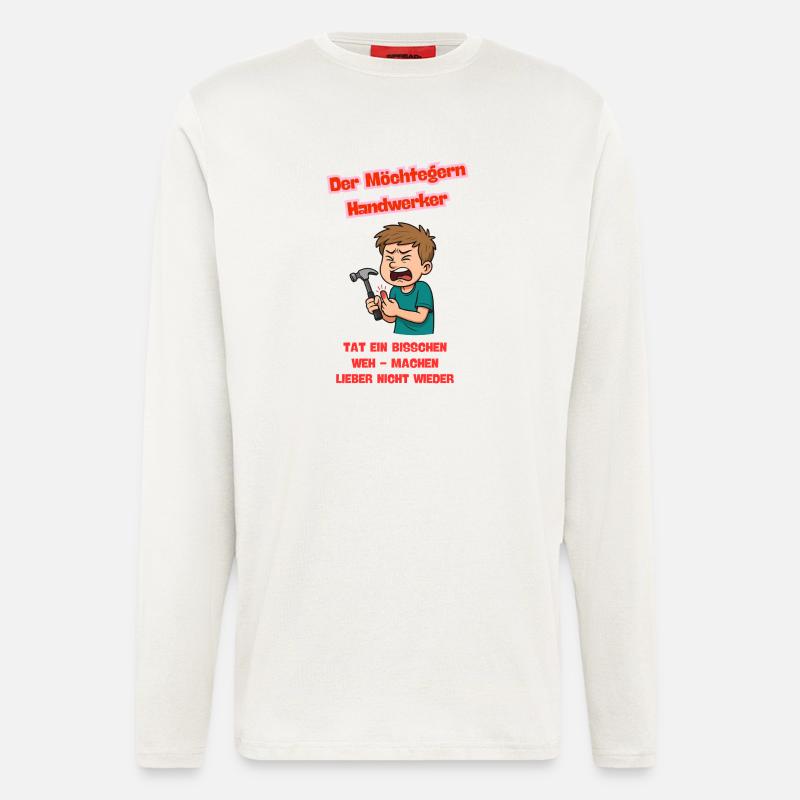Der Möchtegern Handwerker Illustration  - Langarmshirt - made by SPREAD  - OFF WHITE