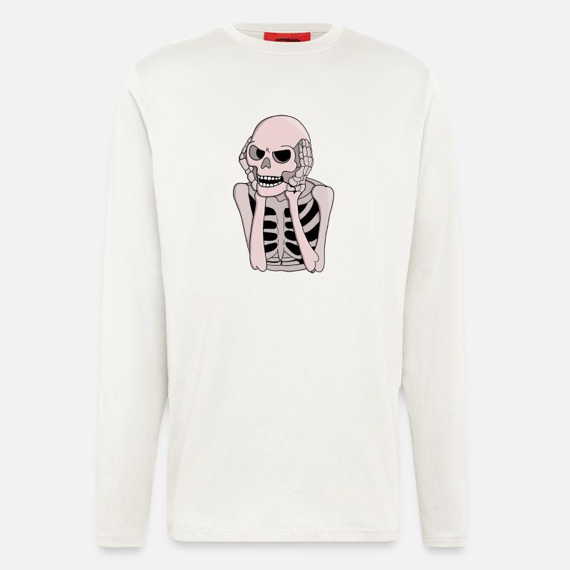 Ängstliche Skelettskizze - Langarmshirt - made by SPREAD  - OFF WHITE