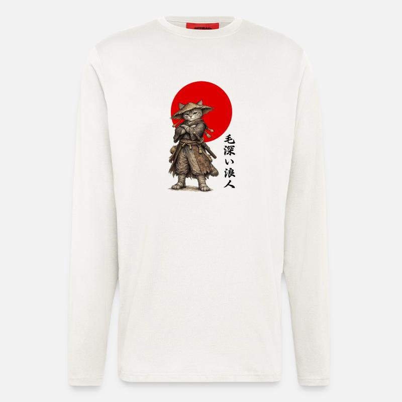 Cat Ronin Samurai Under Red Sun - Longsleeve - made by SPREAD  - OFF WHITE