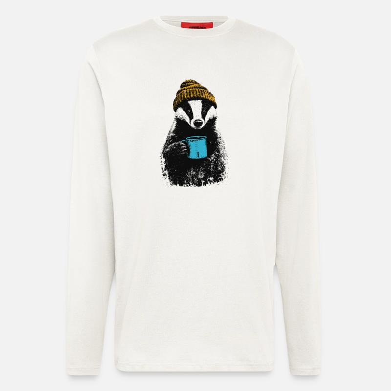 Kaffee Dachs - Langarmshirt - made by SPREAD  - OFF WHITE