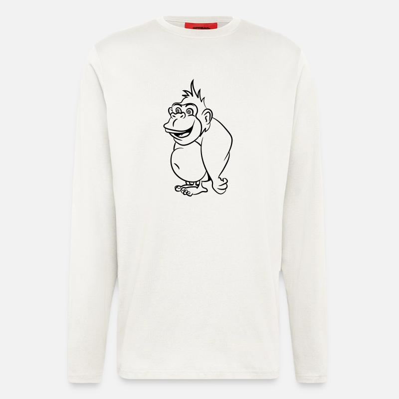 Gorilla drôle - Manches longues bio décontracté fabriqué en UE - OFF WHITE