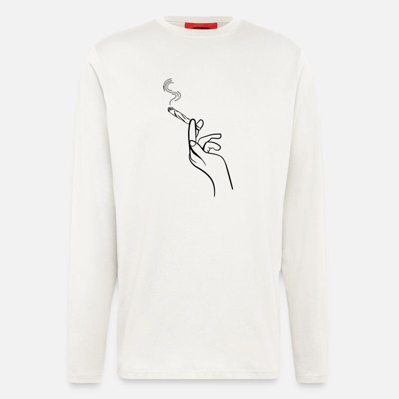 kiffen joint hand - Langarmshirt - made by SPREAD  - OFF WHITE