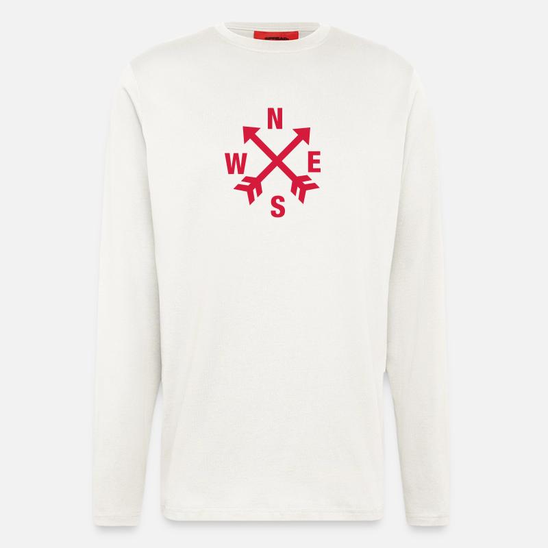 Kompass_Himmelsrichtung - Langarmshirt - made by SPREAD  - OFF WHITE