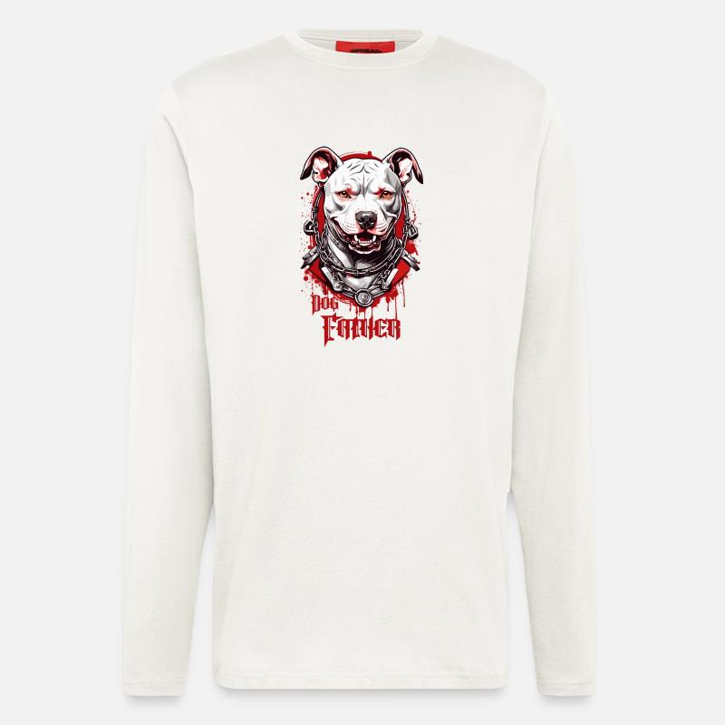 Hunderasse Pitbulls, Hunde Vater - Langarmshirt - made by SPREAD  - OFF WHITE