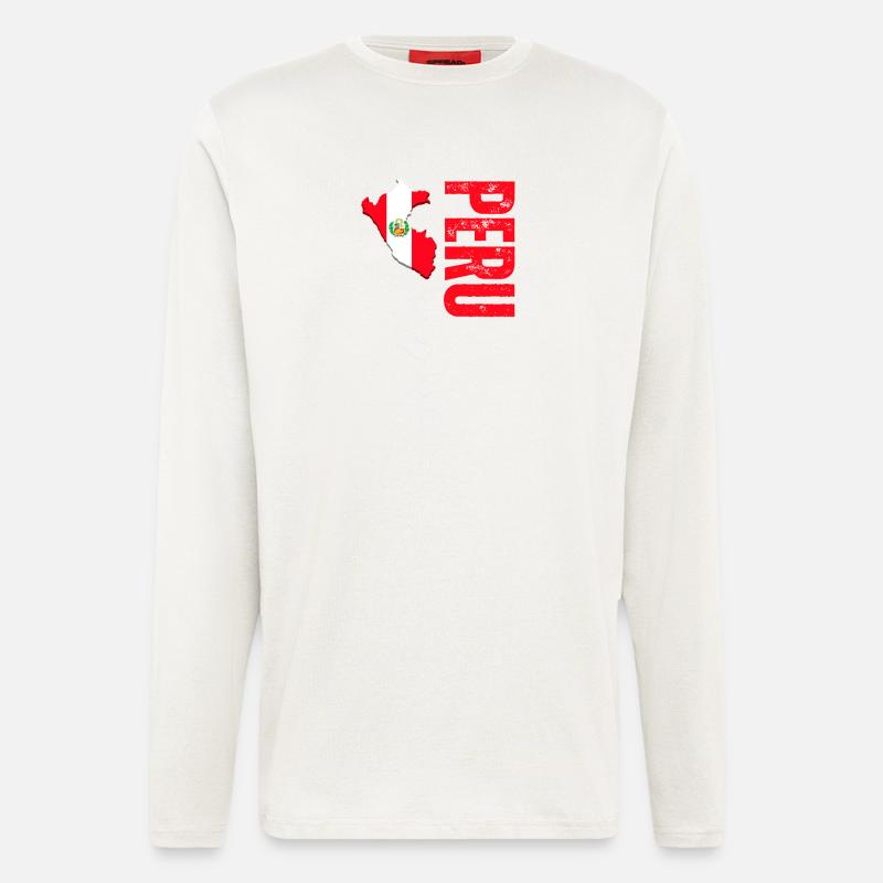 Hergestellt in Peru, vertikales Design - Langarmshirt - made by SPREAD  - OFF WHITE