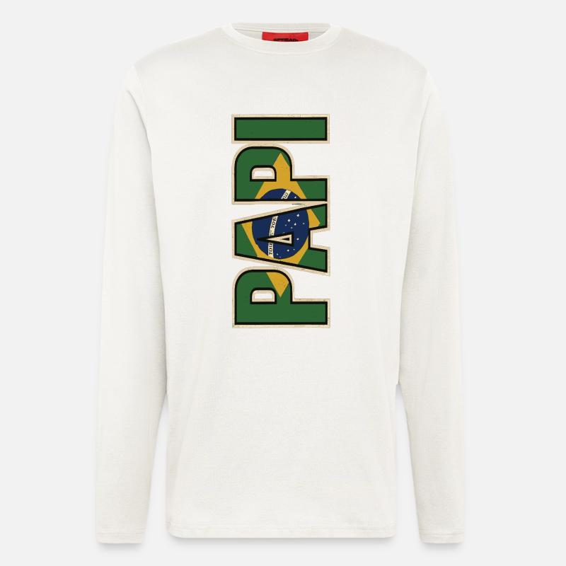 PAPI Brasil – Retro Style mit Flaggen - Langarmshirt - made by SPREAD  - OFF WHITE