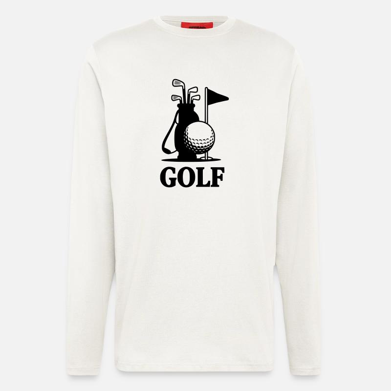 Golf Schriftzug mit Golf Equipment  - Langarmshirt - made by SPREAD  - OFF WHITE