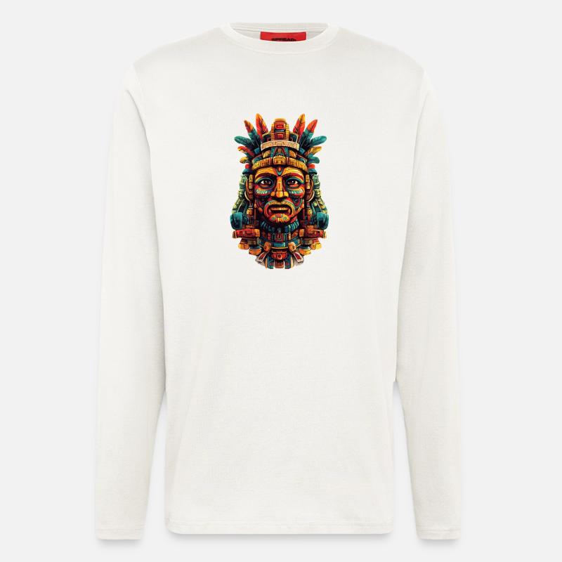 Aztec Feather Mask - Longsleeve - made by SPREAD - OFF WHITE