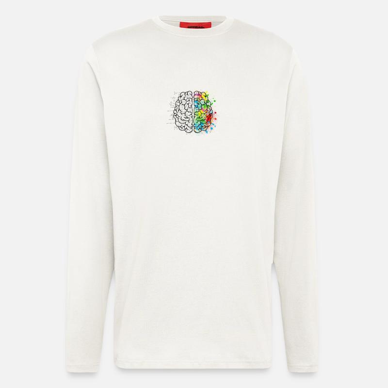 Kreative oder logich im Gehirn - Langarmshirt - made by SPREAD  - OFF WHITE