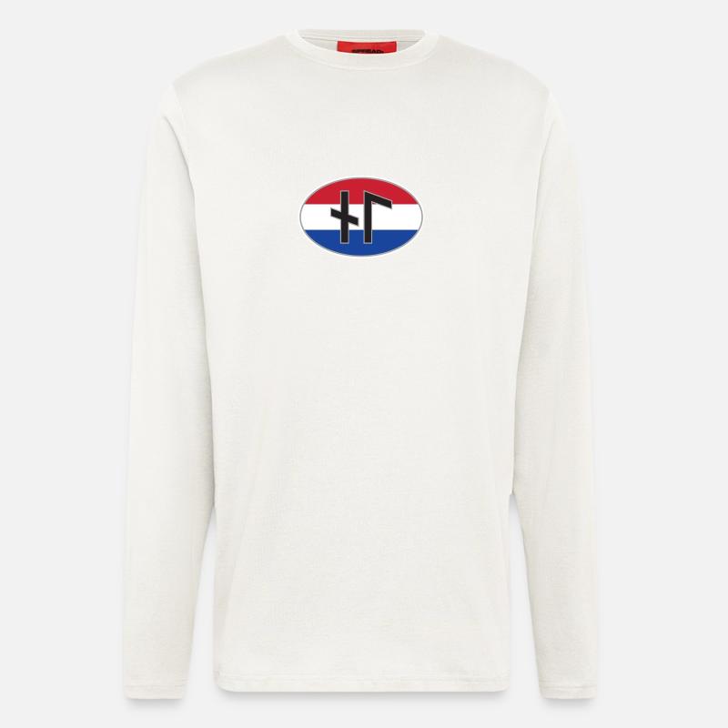 NL (Nederland) Runen-Ländercode-Aufkleber - Langarmshirt - made by SPREAD  - OFF WHITE
