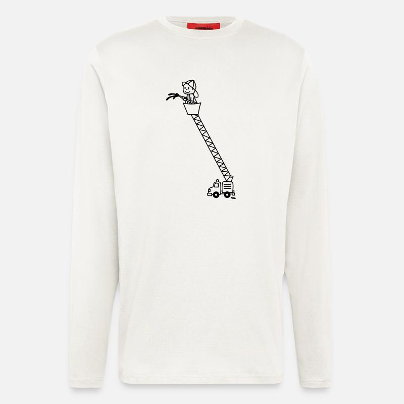 Feuerwehrmann mit Feuerwehrauto - Langarmshirt - made by SPREAD  - OFF WHITE