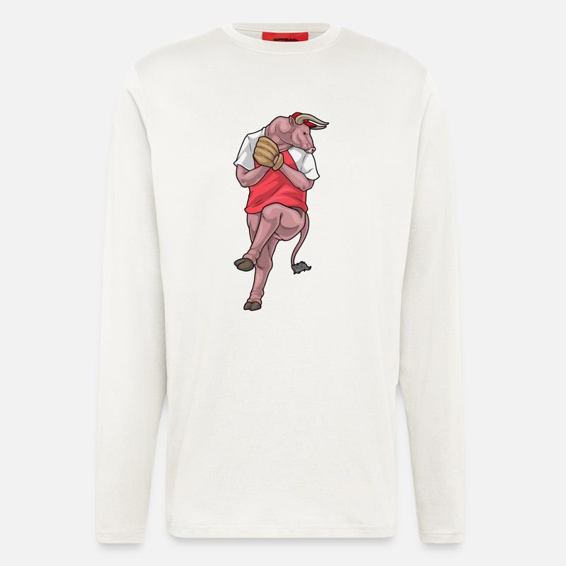 Stier Baseball Baseballhandschuh - Langarmshirt - made by SPREAD  - OFF WHITE