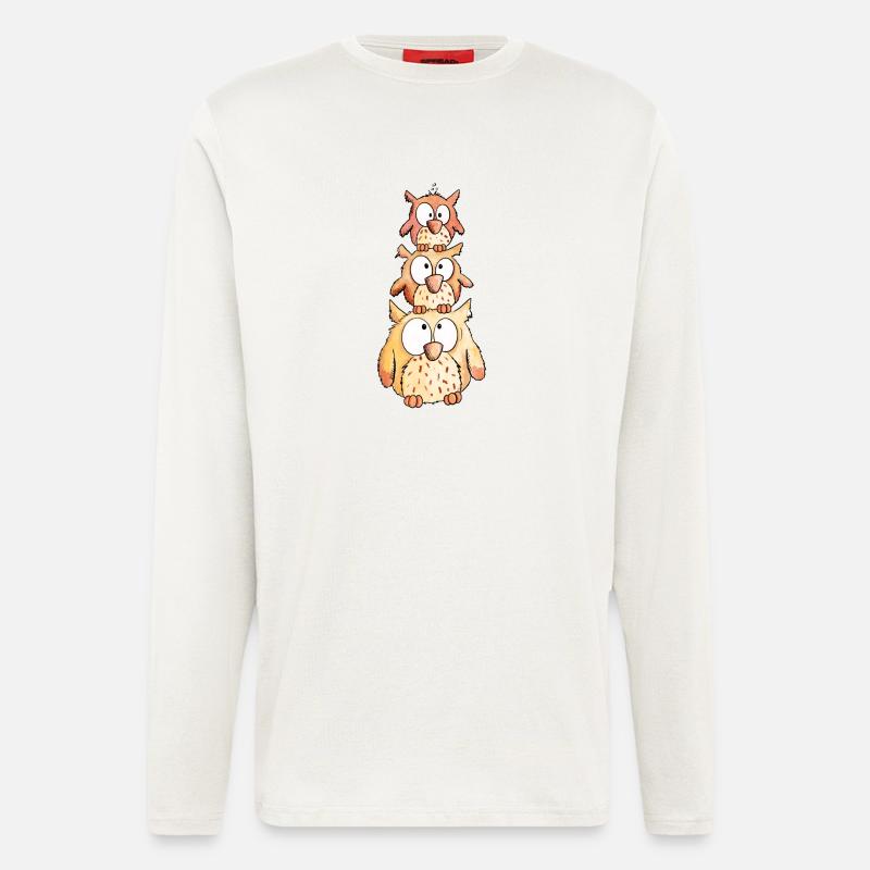 Drei Kleine Eulen - Langarmshirt - made by SPREAD  - OFF WHITE