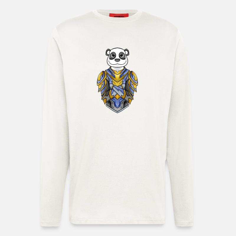 Chevalier Panda cool - Manches longues bio décontracté fabriqué en UE - OFF WHITE
