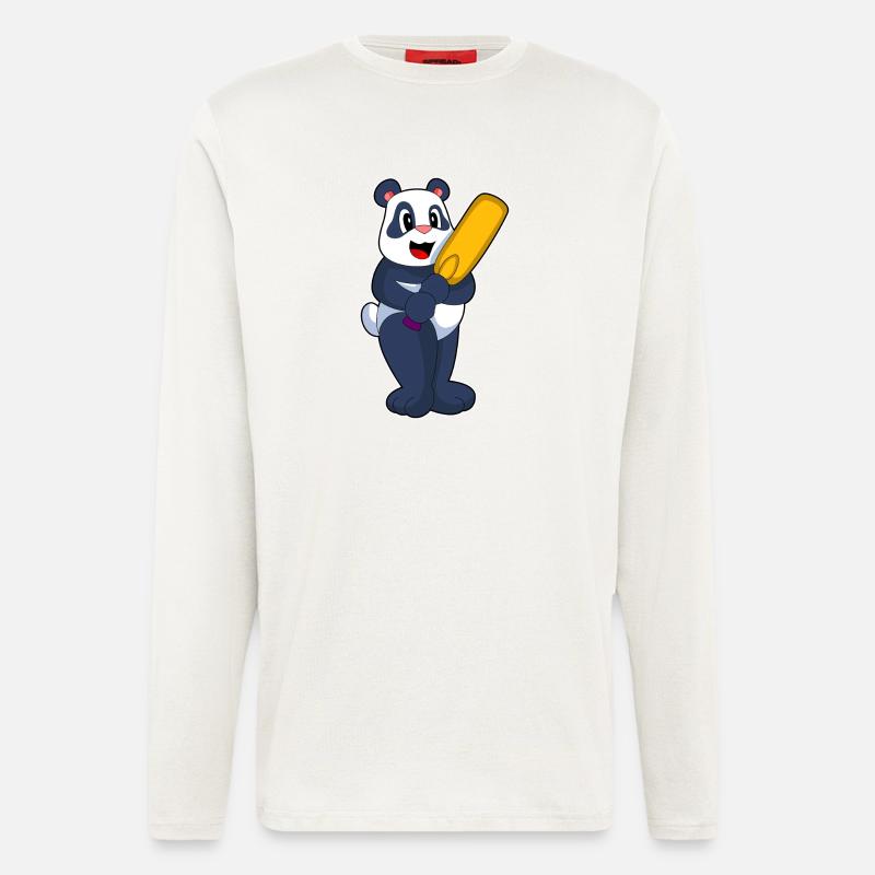 Panda Cricket Cricket Bat - Manches longues bio décontracté fabriqué en UE - OFF WHITE