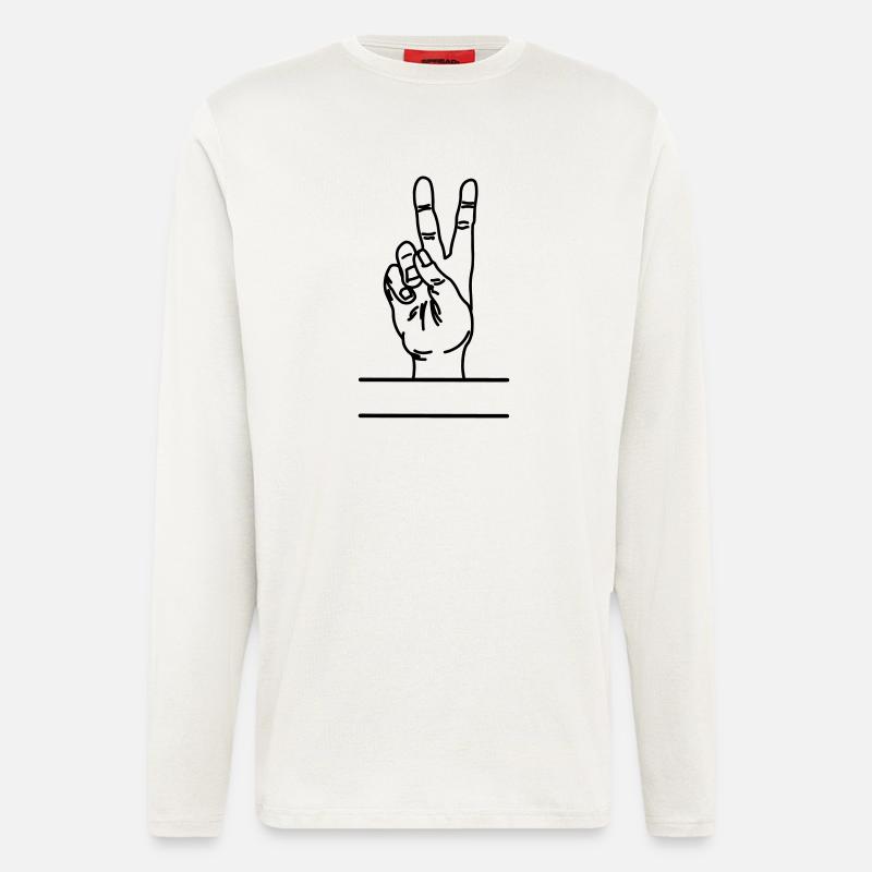 Text space with hand gesture peace - Longsleeve - made by SPREAD  - OFF WHITE