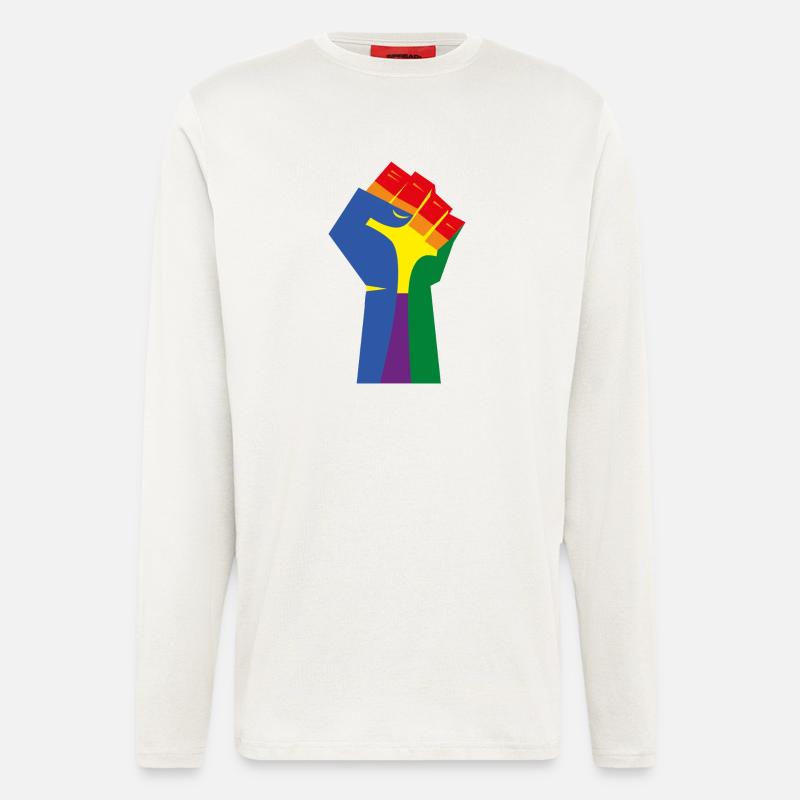 Die erhobene Faust (Regenbogenfarben) - Langarmshirt - made by SPREAD  - OFF WHITE