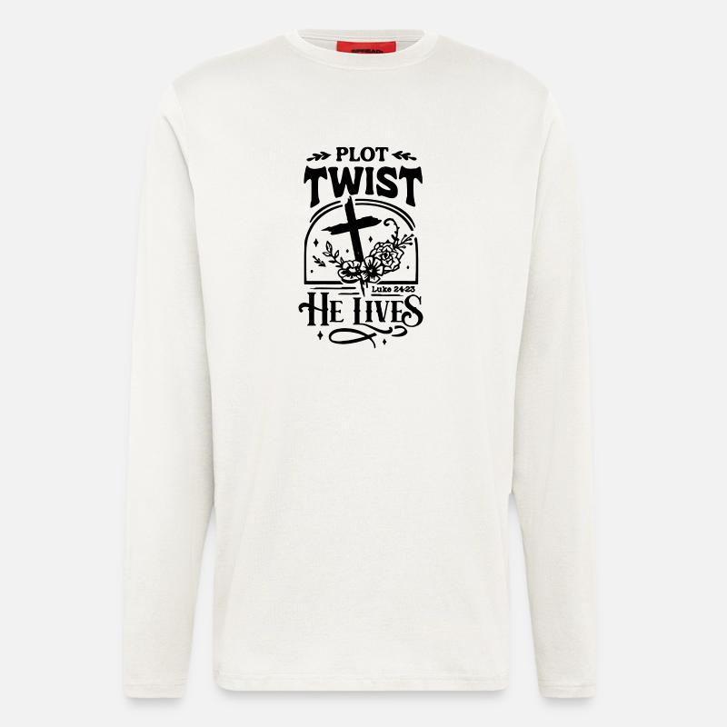 Plot Twist He Lives Easter Christian - Longsleeve - made by SPREAD  - OFF WHITE