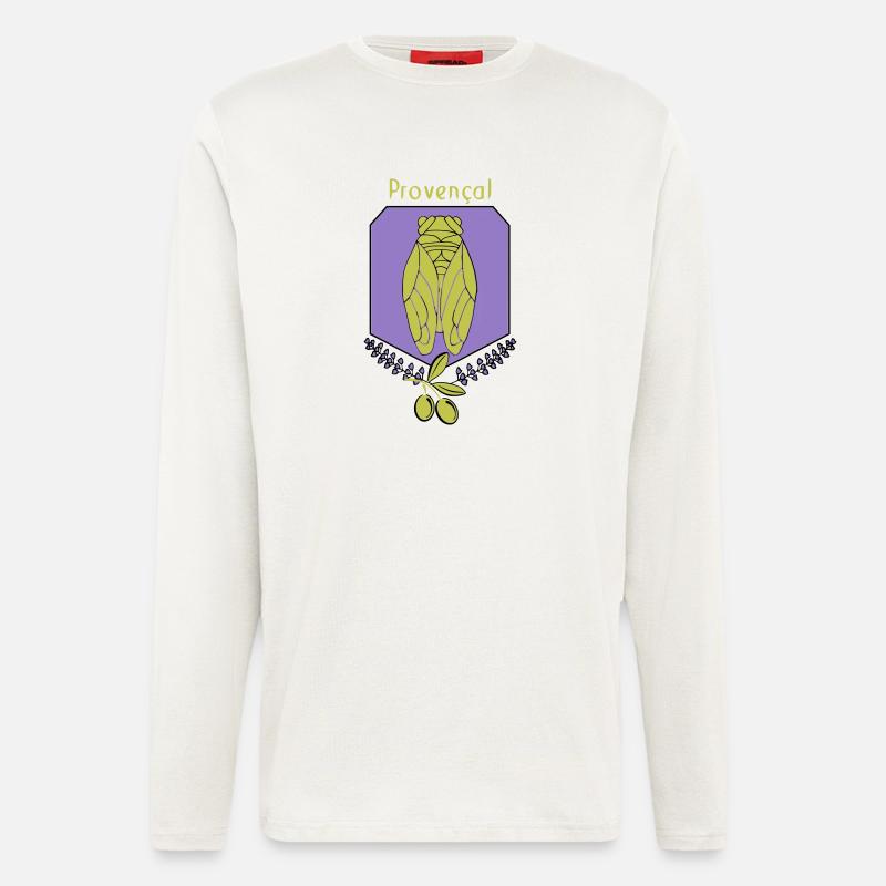 Provenzalische Zikade mit Oliven - Langarmshirt - made by SPREAD  - OFF WHITE