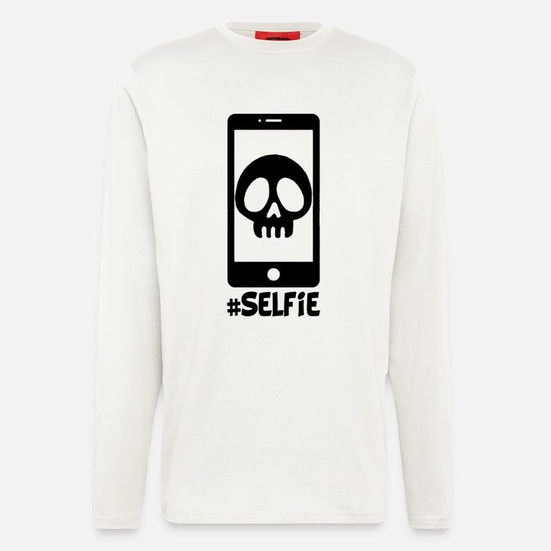 Selfie eines schwarzen Totenkopfs - Langarmshirt - made by SPREAD  - OFF WHITE